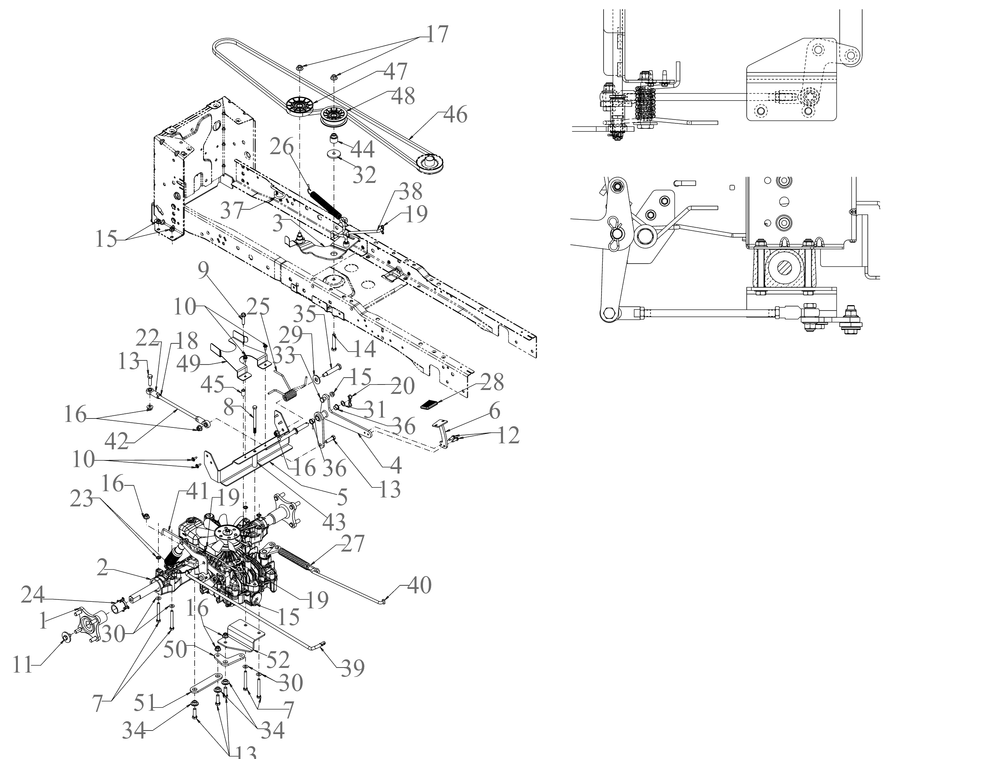Drive Diagram and Parts List for XT2-GX54DKW (14AHA6TMA10)(2021) Cub Cadet Lawn Tractor